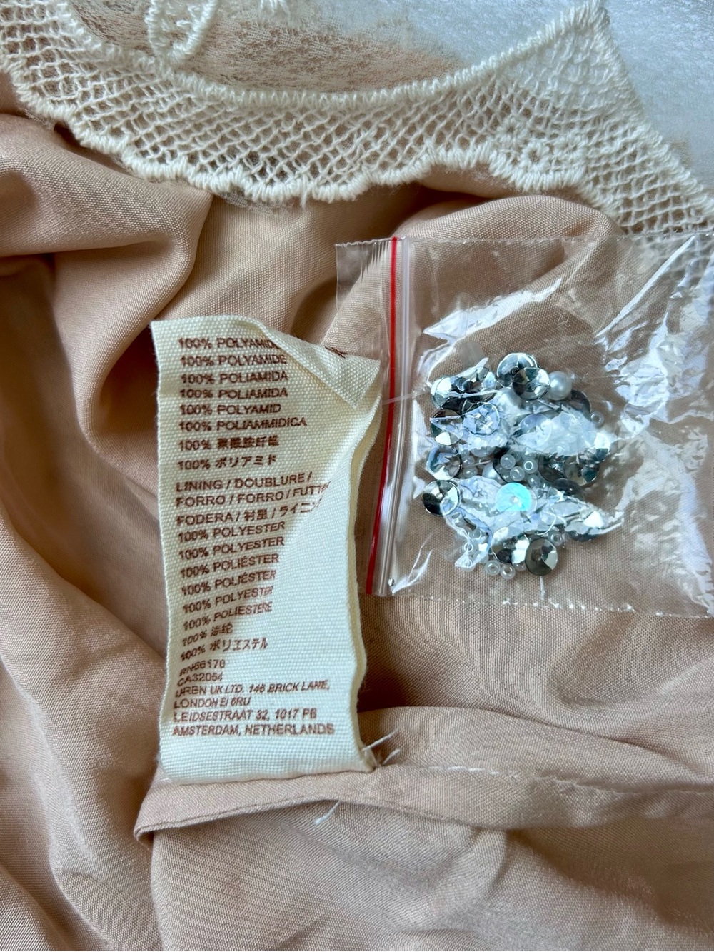 Anthropologie LetMeBe Seaquin Pearl Beaded Going Out Babydoll Top S NWOT - Picture 13 of 14